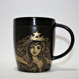 STARBUCKS 2012 Anniversary Mug Black and Gold Mermaid Design EUC (No Returns)